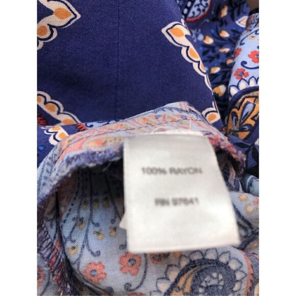 J Jill Dress A-Line Rayon Blue Red Bold Paisley and  Geometric Print Size SP - Picture 13 of 13